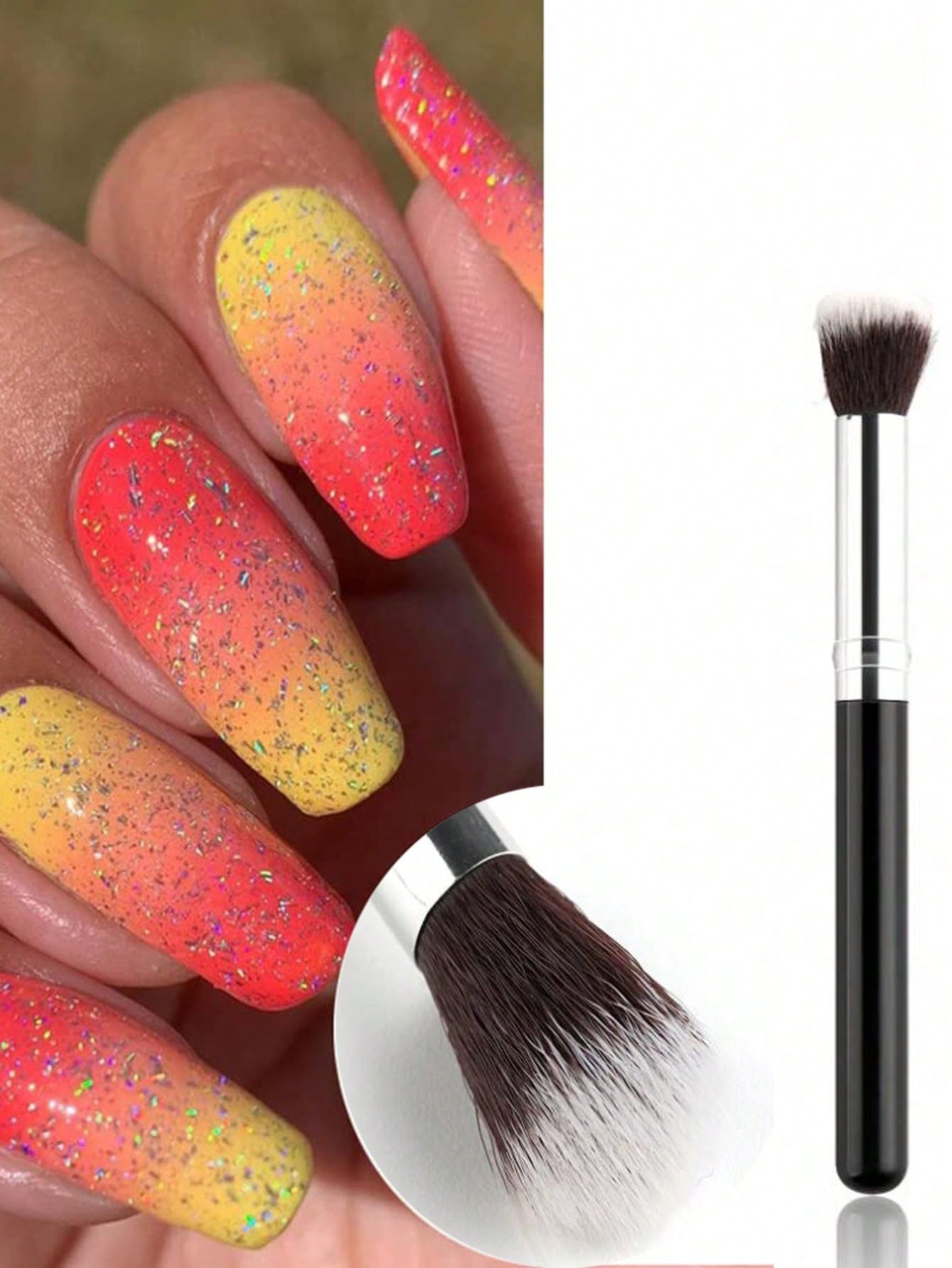 2Pcs Ombre Nail Art Brush Set  - Beauty Makeup Background 评论和价格