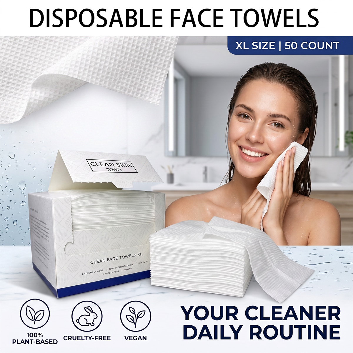 50Pcs/Box Disposable Face Towe - Kiss Beauty Makeup Remover 评论和价格